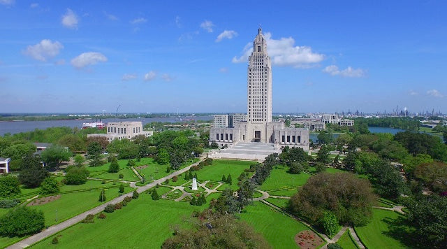 0024 super awesome drone aerial of louisiana state capital daytime view