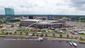 0107 aerial drone view downtown Lake Charles convention center ws