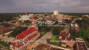 0116 Aerial drone ascent of Lafayette skyline dolly out