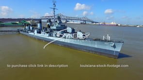 0207 Super nice aerial arc USS Kidd and port of baton rouge