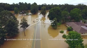 0305 Dramatic aerial flooding highway and neighborhood