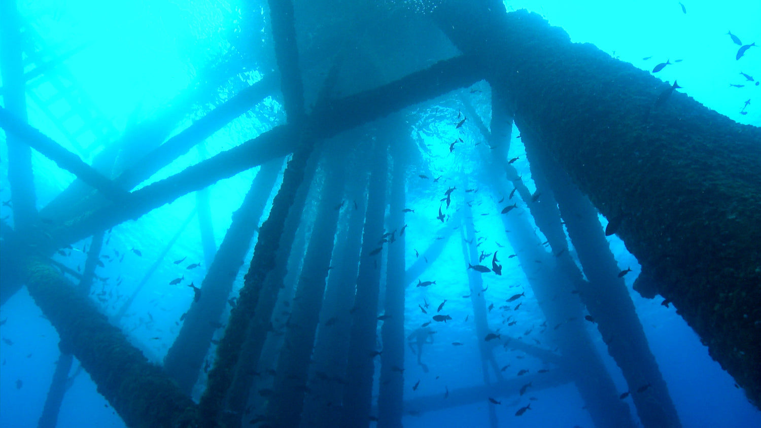 Underwater oil rig gas platforms stock video footage
