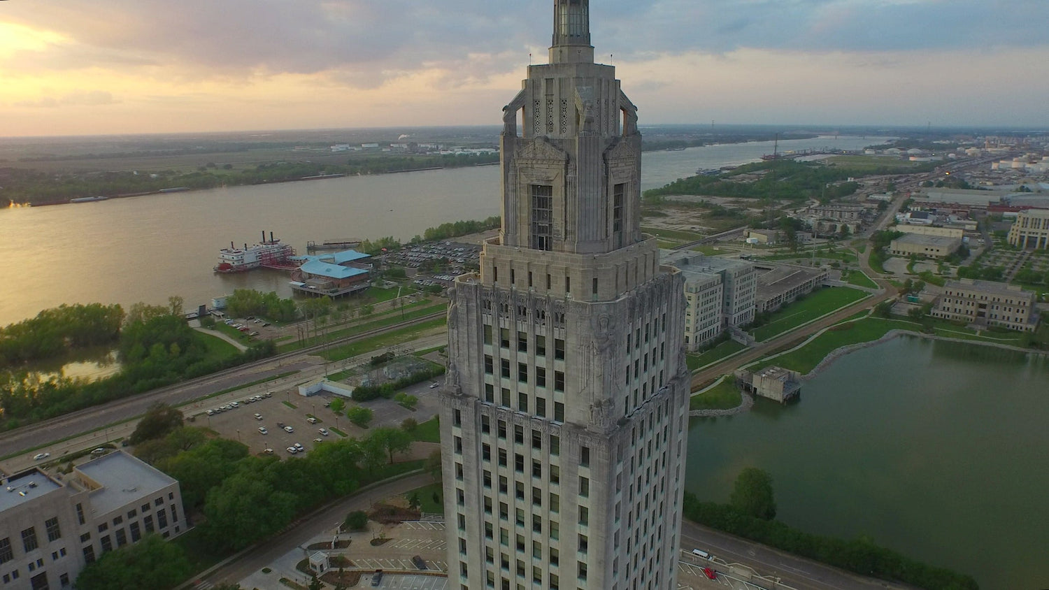 Louisiana state capital aerial stock footage video