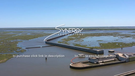 2830 dramatic aerial Lake Borgne Storm Surge Barrier for New Orleans