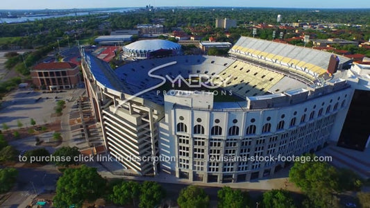 2867 aerial reveal LSU Tiger Stadium Baton Rouge skyline