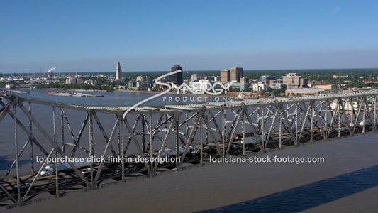 2972 cinematic aerial drone view downtown Baton Rouge