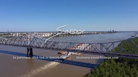 2955 barge under Huey Long bridge Mississippi River Baton Rouge