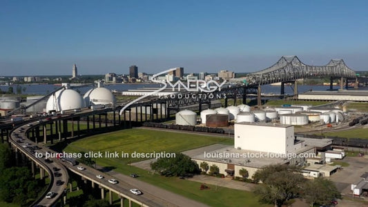 2975 cinematic aerial Baton Rouge skyline port of Baton Rouge