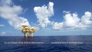 0441 lone oil rig gas platform off Louisiana Texas coast in deep water