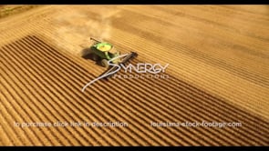 0607 Nice aerial drone view soybean harvesting