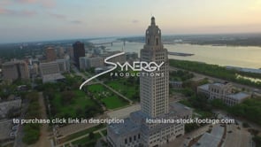 0019 louisiana state capital at sunset drone aerial view