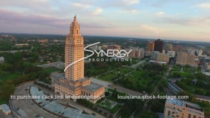 0020 Louisiana state capital baton rouge downtown skyline in background aerial drone view