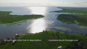 0055 scenic bayou river shot near lake pontchartrain aerial drone view with fishing camp