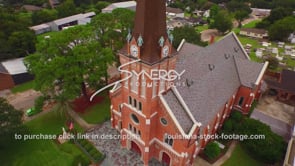 0081 drone arc abbeville Louisiana St Mary Magdalen catholic Church aerial dolly out