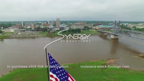 0087 Nice drone descent from Alexandria skyline to American flag 2