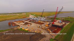0146 Louisiana Coastal restoration aerial drone view of construction site arc
