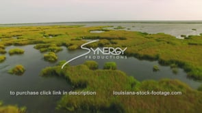 0156 Epic low flying Louisiana coastal marsh with egrets flying