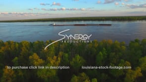 0176 Epic awesome Mississippi river drone aerial into tugboat barge with commerce and world trade