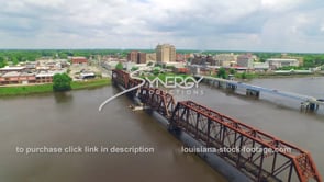 0047 Epic awesome aerial drone view monroe louisiana downtown skyline reveal
