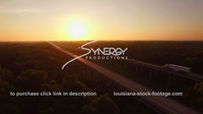 0078 Nice drone aerial ascent revealing interstate 10 in henderson swamp at morning sunrise