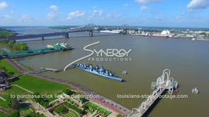 0209 Awesome aerial ascent port of baton rouge riverfront downtown