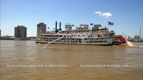 0237 Super nice shot steamboat river boat with new orleans skyline in bkg