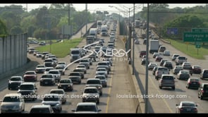 0406 Baton Rouge interstate 10 massive traffic pan right stock footage video