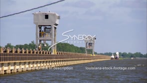 1330 Morganza spillway flood gate towers moving to open flood gates