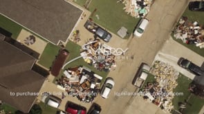 0282 Dramatic aerial ascent of flooded houses clean up Louisiana