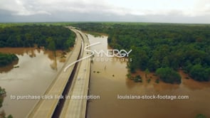 0297 Epic aerial view bridge with river overflowing with flood water flooding