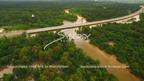 0298 wide shot aerial drone view flooded flooding River after storm