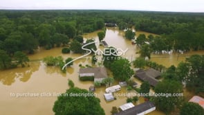 0302 Dramatic flood flooding drone aerial of community