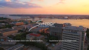 1538 epic awesome aerial Baton Rouge and Mississippi River at sunset