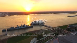 1541 sunset on Mississippi River at high water flood stage Baton Rouge