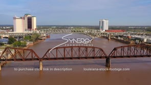 1557 bridges across Red River in Shreveport aerial drone video