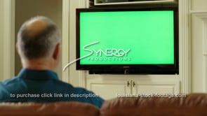 1840 man watching tv green screen replacement
