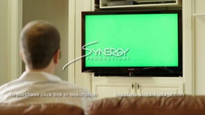 1842 millennial watching tv green screen replacement
