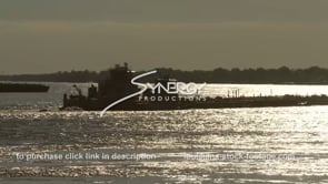 1926 barge silhouette on Mississippi River stock footage video