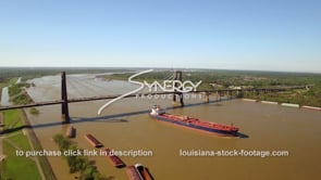 2015 aerial drone view cargo ship on Mississippi River