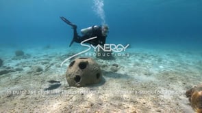 2196 scuba diver swims by reef balls