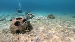 2197 nice shot of reef balls as scuba diver observes